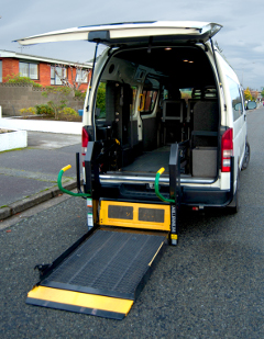 A van allowing up to three wheelchairs to be carried at one time